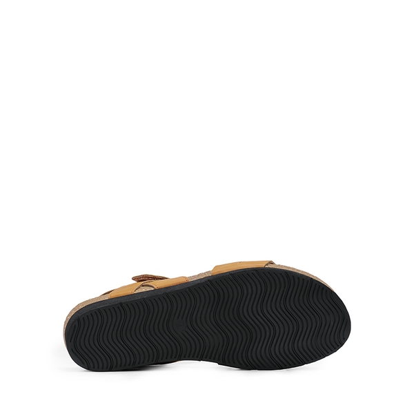 Round-Toe Low Heel Wedge Sandals - TAN - 3