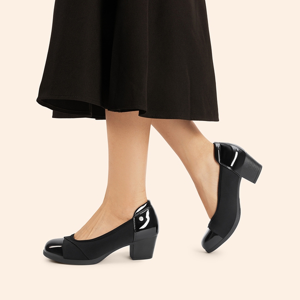 Comfortable Low-Heel Memory Foam Pumps - BLACK - 6