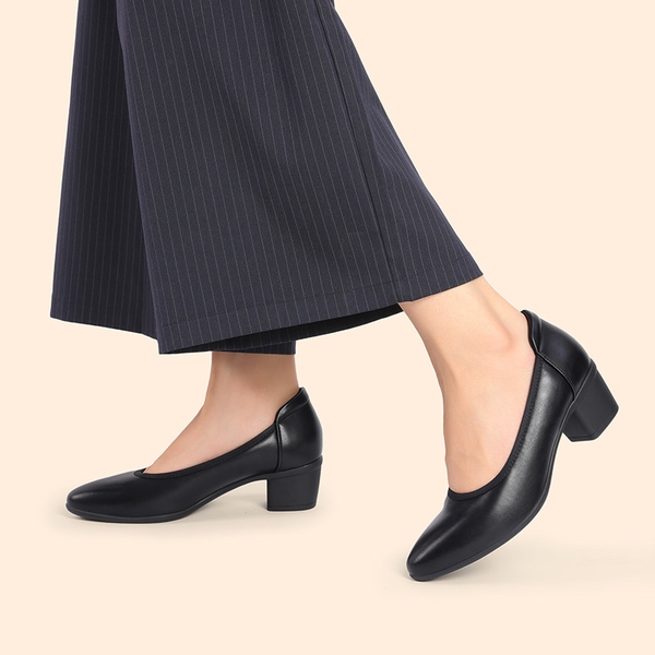 Ascenelle Women's Chunky Heel Dress Shoes - BLACK - 7