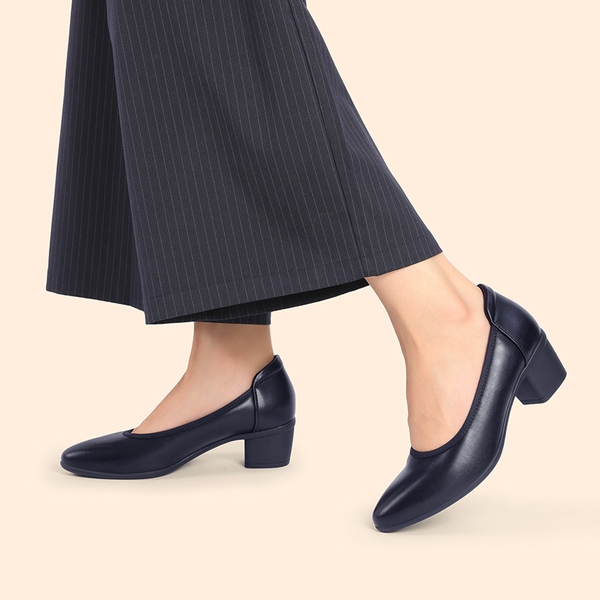 [Molly] Women's Chunky Heel Dress Shoes - NAVY - 7