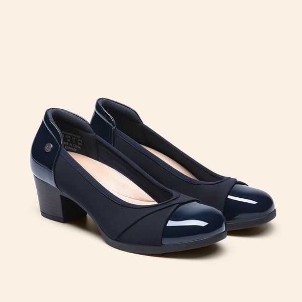 Ascenelle Comfortable Low-Heel Memory Foam Pumps - NAVY - 2