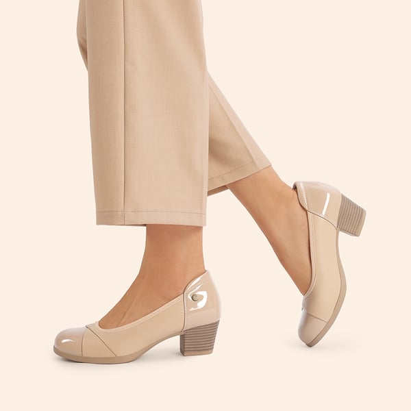 Memory Foam Low-Heeled Pumps - NUDE - 7
