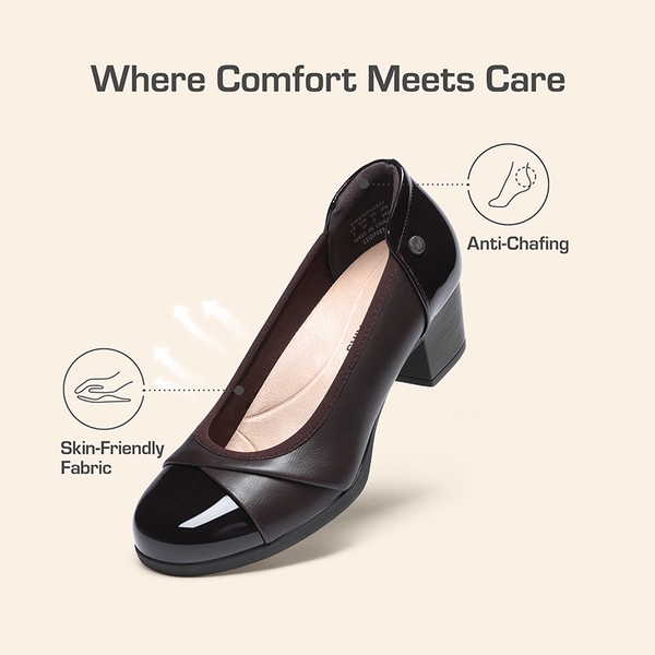 Ascenda Comfortable Low-Heel Memory Foam Pumps - BROWN - 6