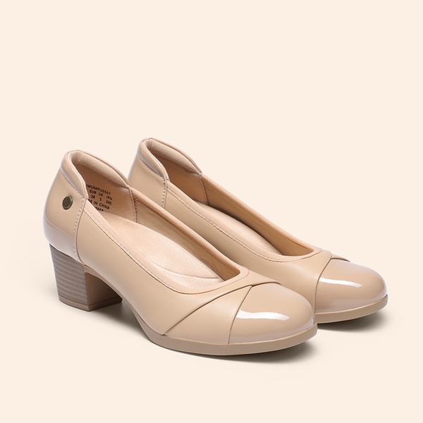 Memory Foam Low-Heeled Pumps - NUDE - 2