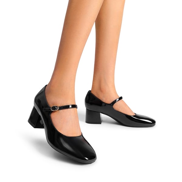 Block Heel Square Toe Mary Jane Pumps - BLACK - 6