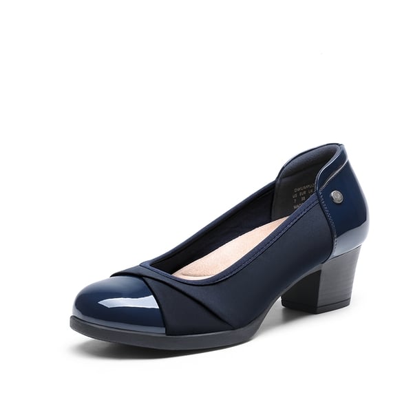 Ascenelle Comfortable Low-Heel Memory Foam Pumps - NAVY -  0