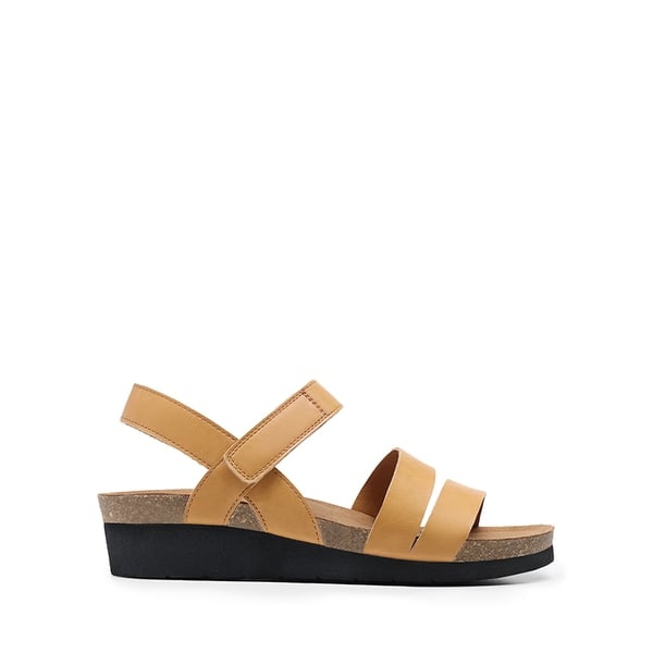 Round-Toe Low Heel Wedge Sandals - TAN - 2