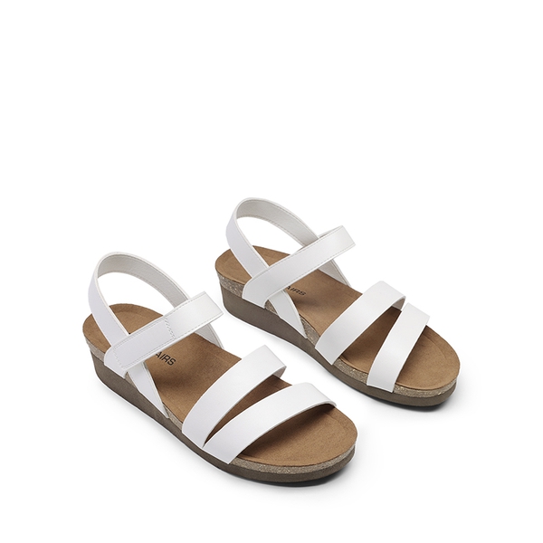Round-Toe Low Heel Wedge Sandals - WHITE - 4