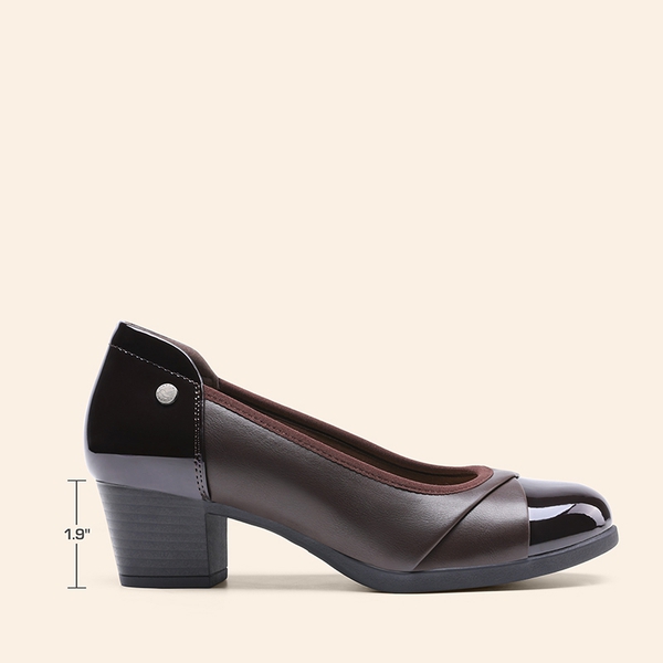Ascenda Comfortable Low-Heel Memory Foam Pumps - BROWN - 2