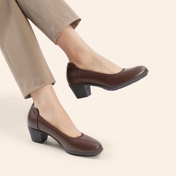 Non-Slip Block Work Pumps - BROWN - 6