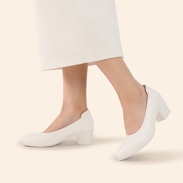 Ascenelle Women's Chunky Heel Dress Shoes - WHITE - 7