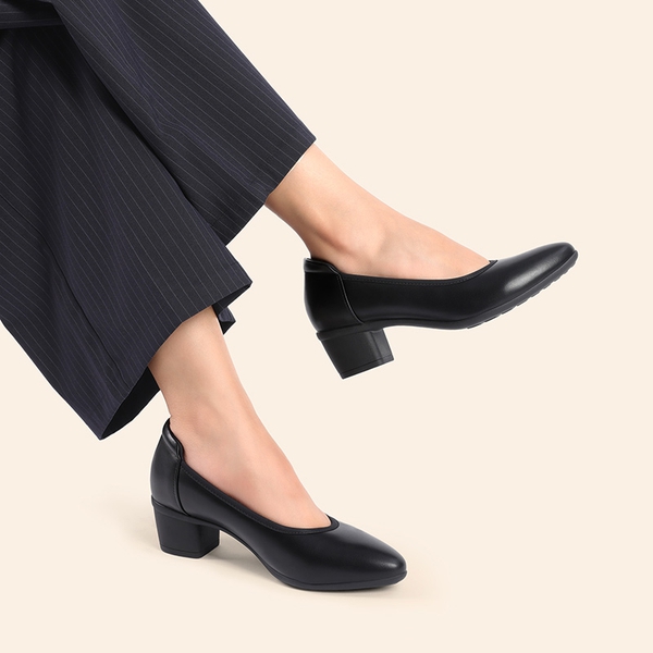 Ascenelle Women's Chunky Heel Dress Shoes - BLACK - 6