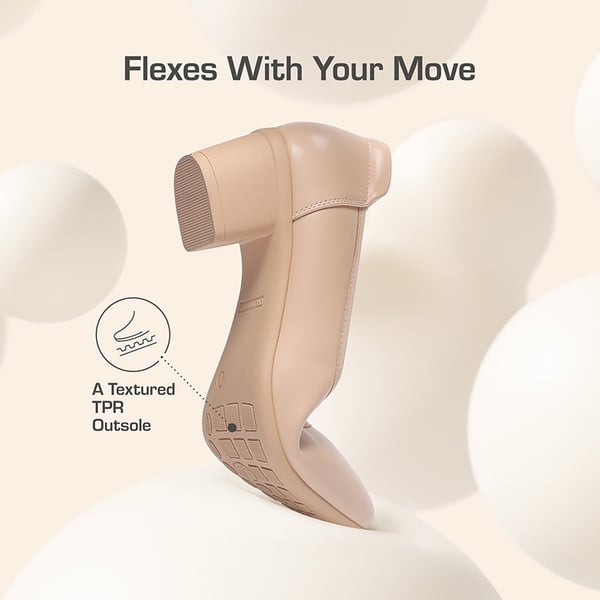 Low Chunky Block Heel Pumps Dress Shoes - NUDE - 4