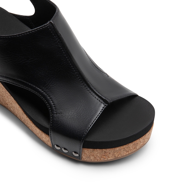 Practical Wedge Heel Sandals - BLACK - 4