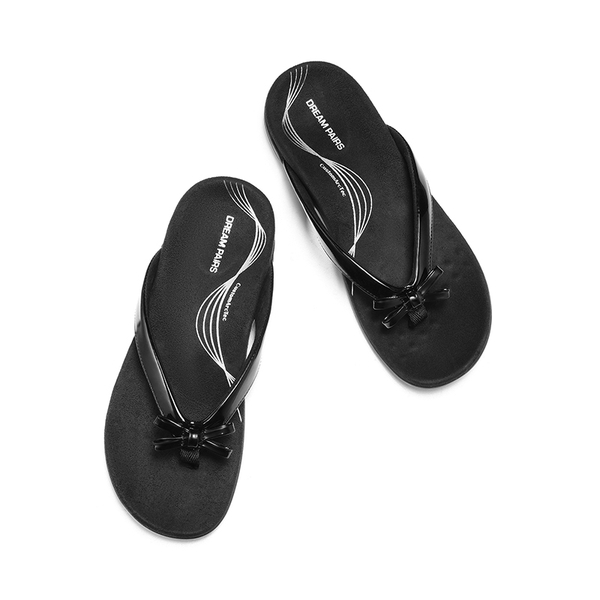 Stylish Ergonomic Arch Support Flip Flops - ALL BLACK - 3