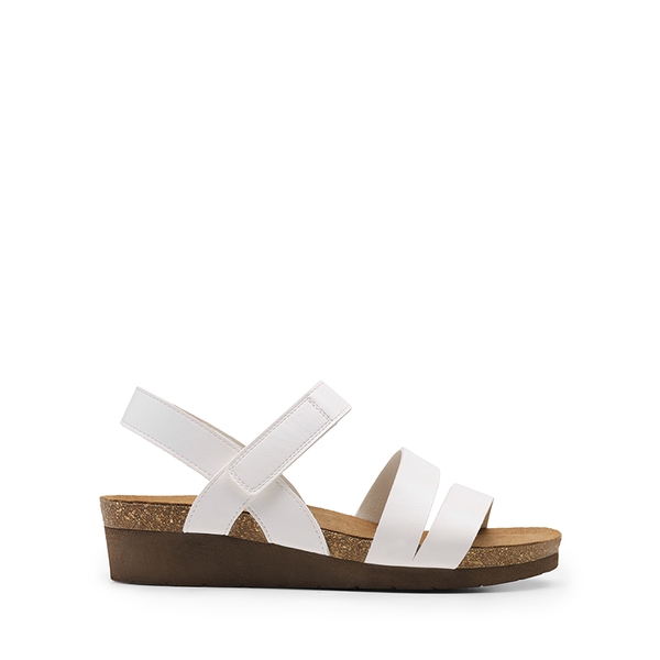Round-Toe Low Heel Wedge Sandals - WHITE - 2