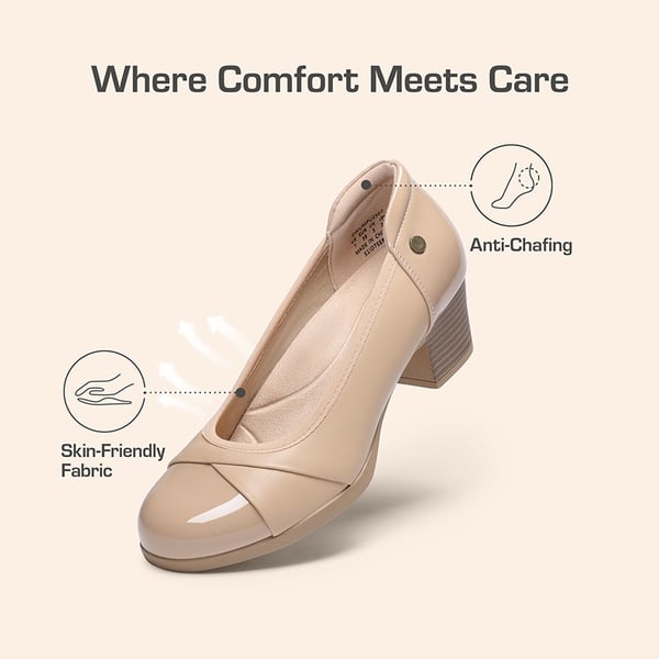 Memory Foam Low-Heeled Pumps - NUDE - 5