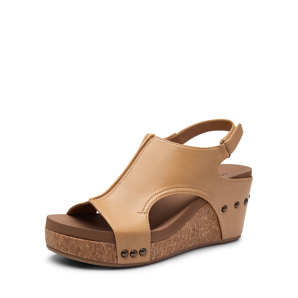 Practical Wedge Heel Sandals - TAN -  0