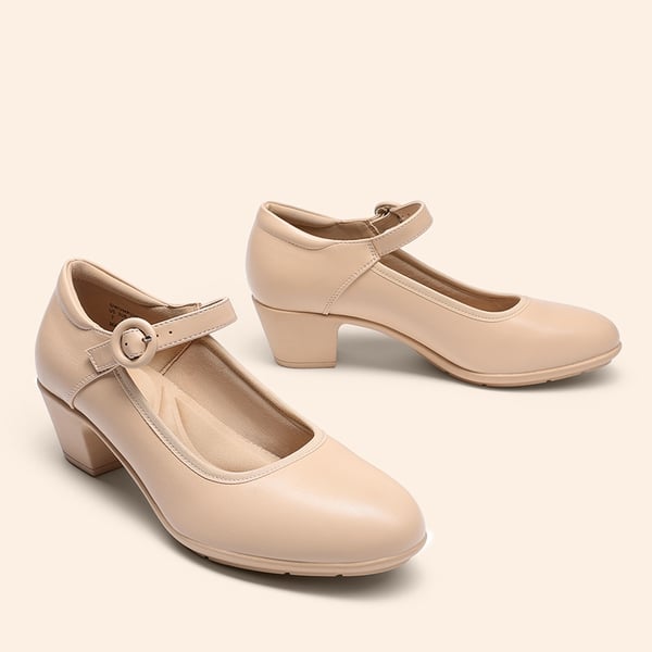 Slip-Resistant Arch Support Mary Jane Pumps - NUDE - 2