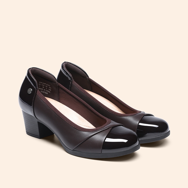 Ascenda Comfortable Low-Heel Memory Foam Pumps - BROWN - 3