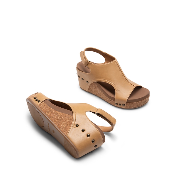 Practical Wedge Heel Sandals - TAN - 2