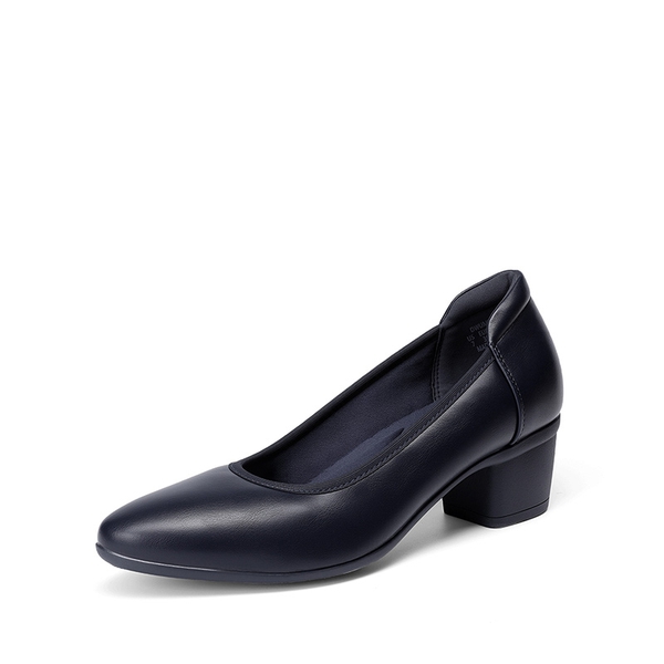 [Molly] Women's Chunky Heel Dress Shoes - NAVY -  0