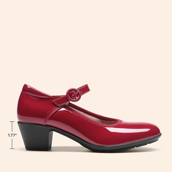 Slip-Resistant Arch Support Mary Jane Pumps - RED - 1
