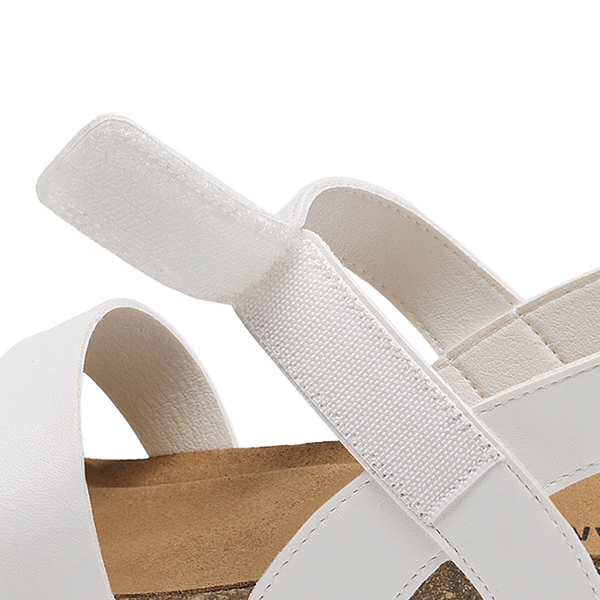 Round-Toe Low Heel Wedge Sandals - WHITE - 1