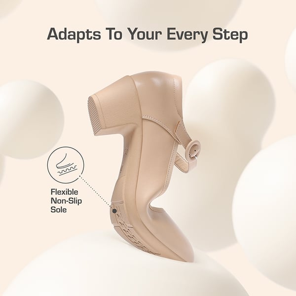 Slip-Resistant Arch Support Mary Jane Pumps - NUDE - 4
