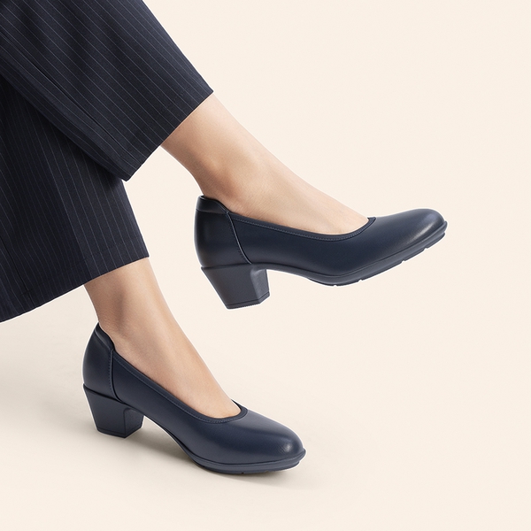Ascenelle Non-Slip Block Work Pumps - NAVY - 6