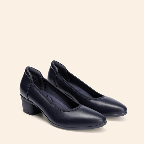 [Molly] Women's Chunky Heel Dress Shoes - NAVY - 2