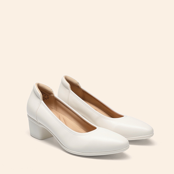 Ascenelle Women's Chunky Heel Dress Shoes - WHITE - 2