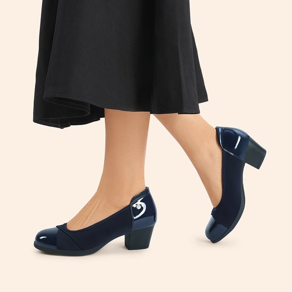 Ascenelle Comfortable Low-Heel Memory Foam Pumps - NAVY - 6