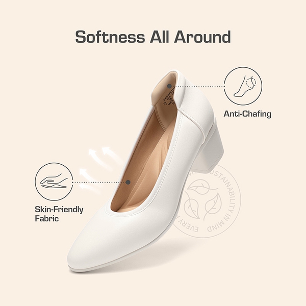 Ascenelle Women's Chunky Heel Dress Shoes - WHITE - 5