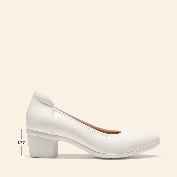 Ascenelle Women's Chunky Heel Dress Shoes - WHITE - 1