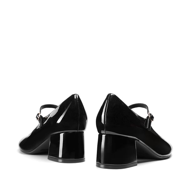 Block Heel Square Toe Mary Jane Pumps - BLACK - 2