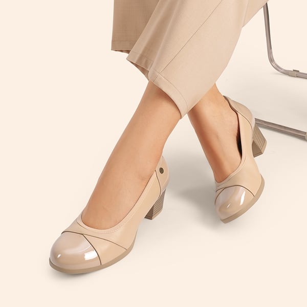 Memory Foam Low-Heeled Pumps - NUDE - 6