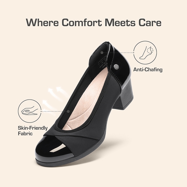 Comfortable Low-Heel Memory Foam Pumps - BLACK - 5