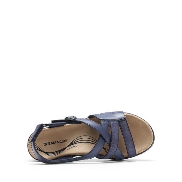 Open Toe Arch Support Wedge Sandals - NAVY - 2