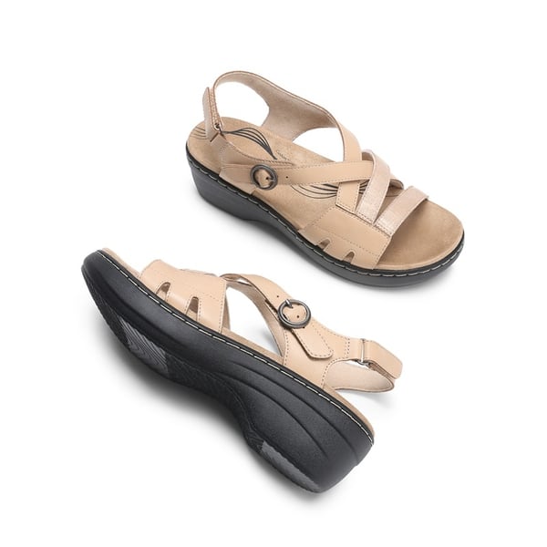 Open Toe Arch Support Wedge Sandals - NUDE - 3