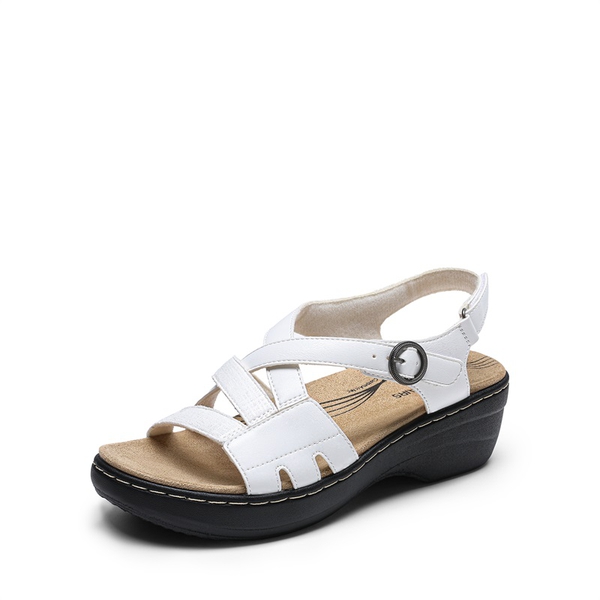 Open Toe Arch Support Wedge Sandals - WHITE -  0