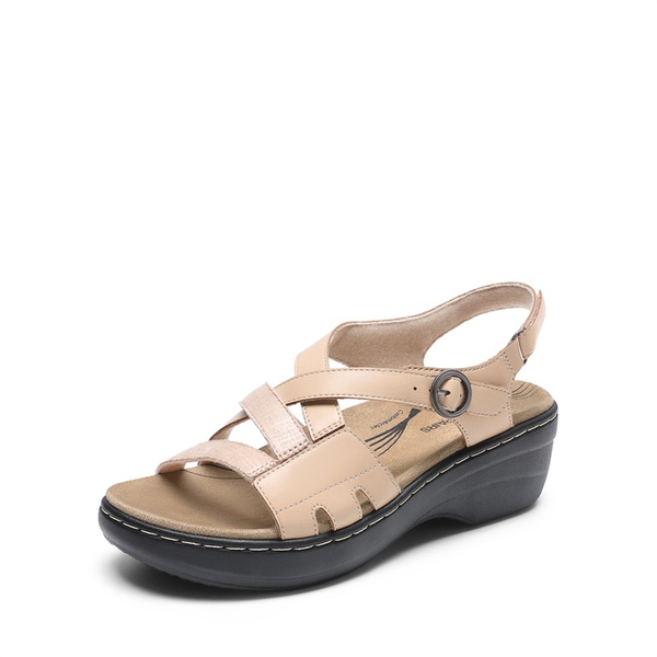 Open Toe Arch Support Wedge Sandals - NUDE -  0