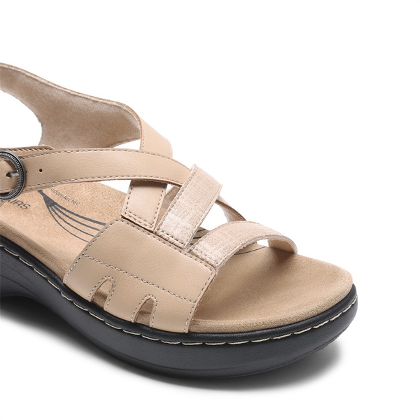 Open Toe Arch Support Wedge Sandals - NUDE - 4