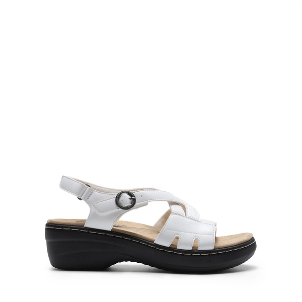Open Toe Arch Support Wedge Sandals - WHITE - 1