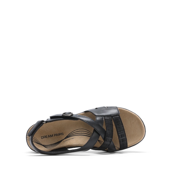 Open Toe Arch Support Wedge Sandals - BLACK - 2