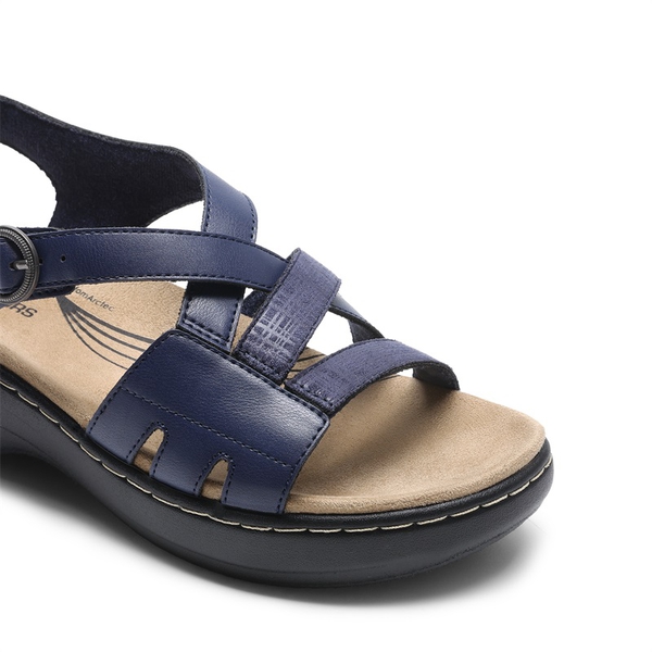Open Toe Arch Support Wedge Sandals - NAVY - 4