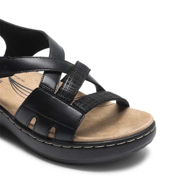 Open Toe Arch Support Wedge Sandals - BLACK - 4