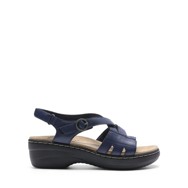 Open Toe Arch Support Wedge Sandals - NAVY - 1