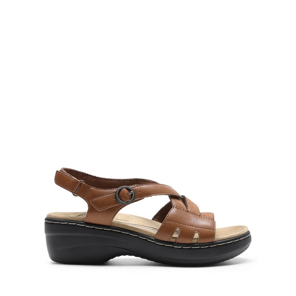 Open Toe Arch Support Wedge Sandals - BROWN - 1