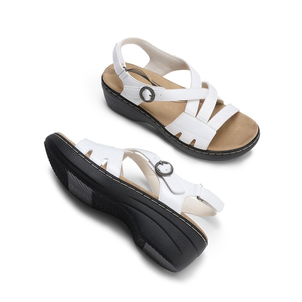Open Toe Arch Support Wedge Sandals - WHITE - 3